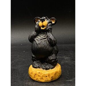 Little Black Bear Resin Figurine 3.5" Signed RJR